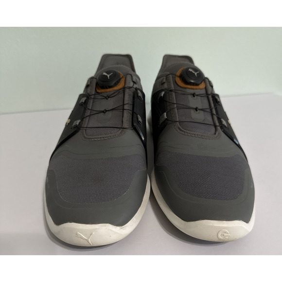 Puma Ignite Fasten8 Disc Golf Spike-less golf shoes Black/Gray/Gold Mens 12 - Picture 2 of 8